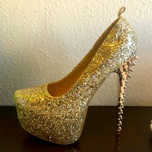 Gold platform heels